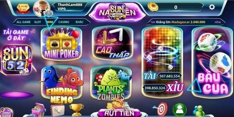 Sun52 25 Đa dạng về các trò chơi trải nghiệm